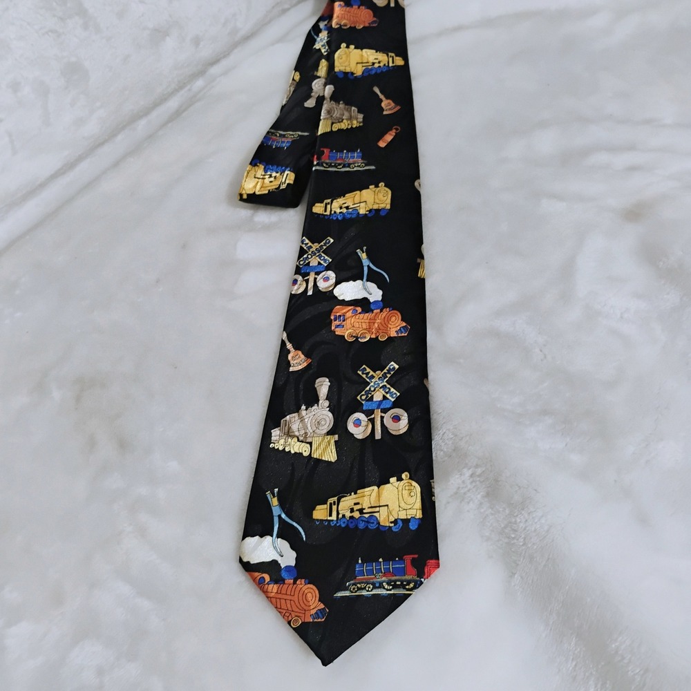 Steven Harris Mens Train Locomotive Railroad Crossing Novelty‎ Tie Model